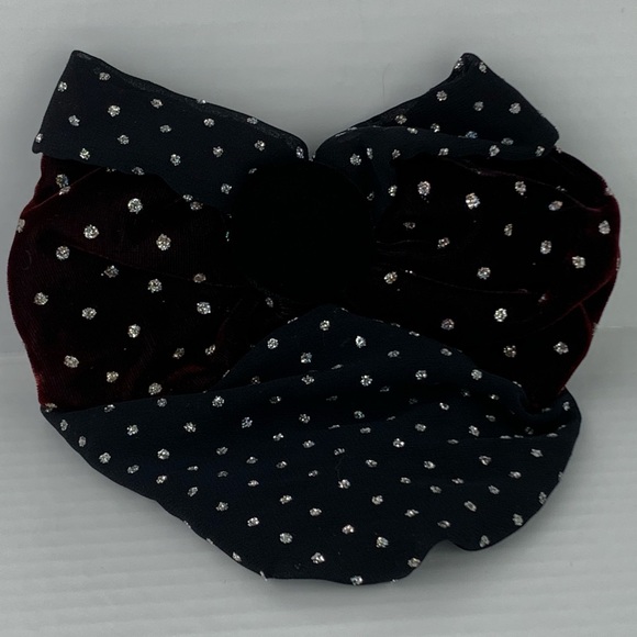 Kirk’s Folly Black & Wine Velvet Barrette Bow & Chignon Bun Cover - Picture 1 of 6